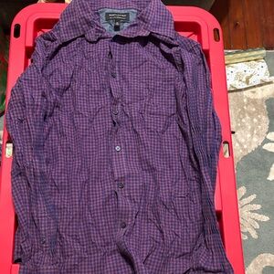 Banana Republic Men's Burgundy Plaid Tailored Shirt